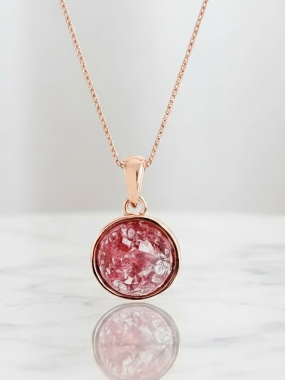Pink Round Crystal Necklace